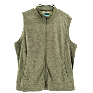 PGA TOUR Textured Fleece Full Zip OLIVE GREEN VEST Golf Base Layer Top MENS L
